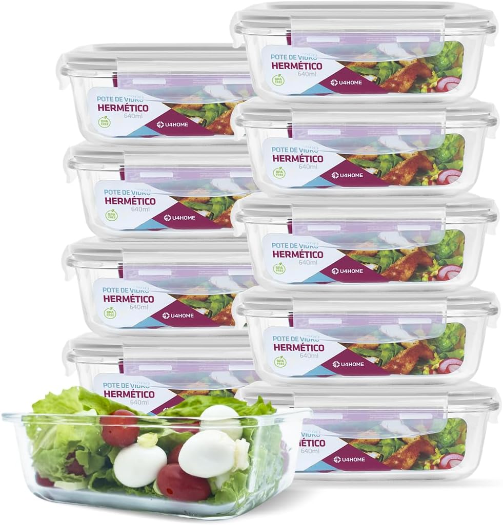 Conjunto 20 Potes Vidro Hermético