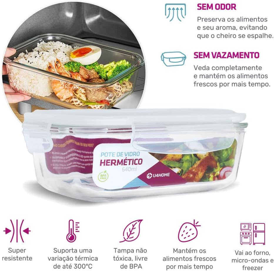Conjunto 20 Potes Vidro Hermético